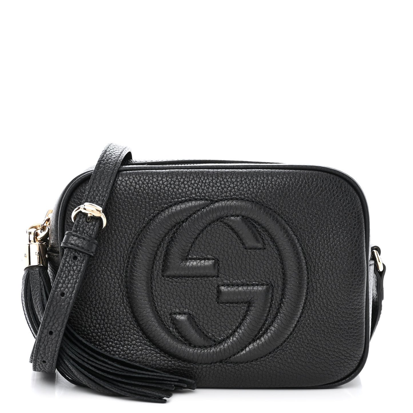 Pebbled Calfskin Small Soho Disco Bag Black