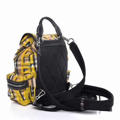 Burberry Calfskin Haymarket Check Graffiti Print Small Rucksack Backpack Yellow 3 of 7