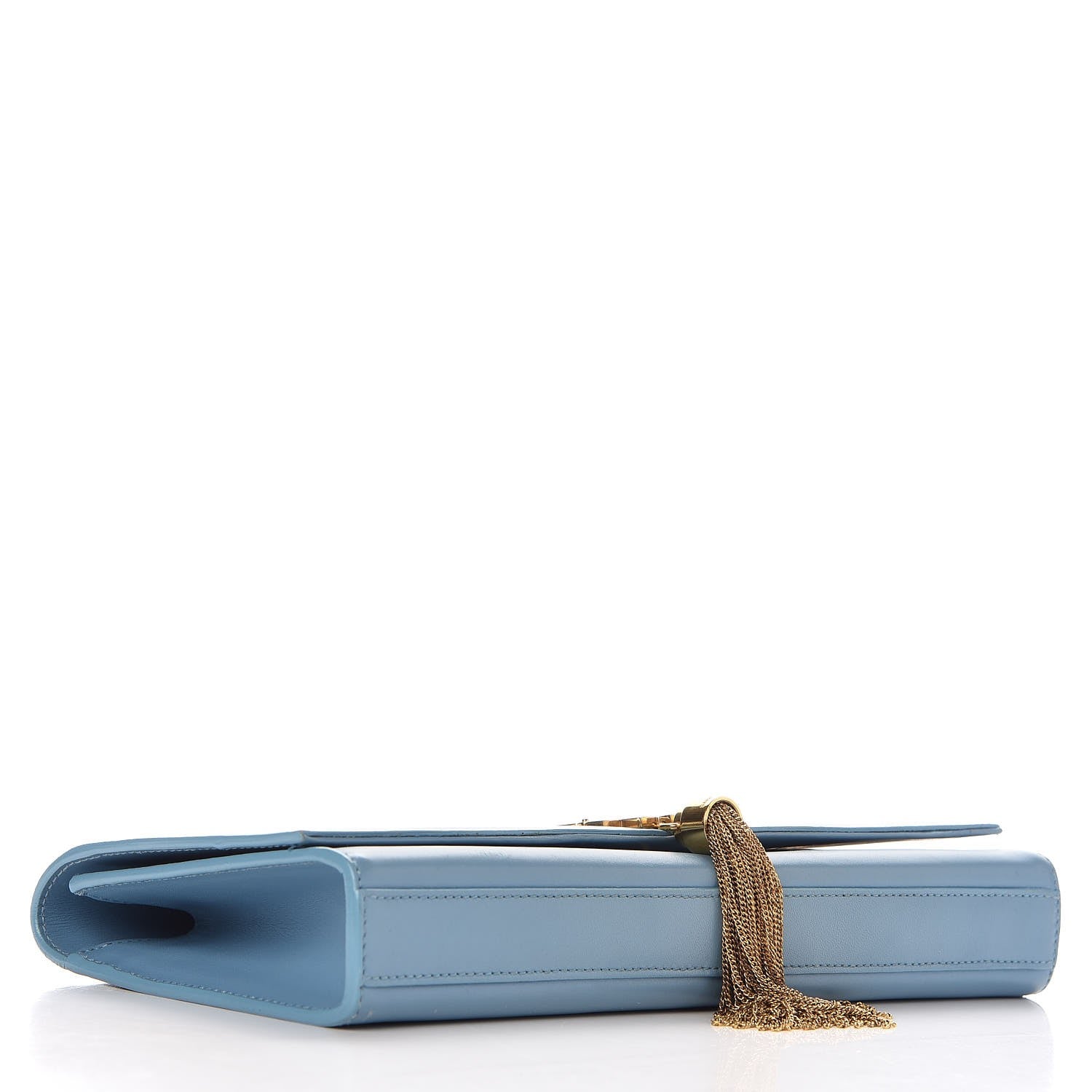 Saint Laurent Calfskin Classic Monogram Tassel Clutch Blue Glacier 4 of 10