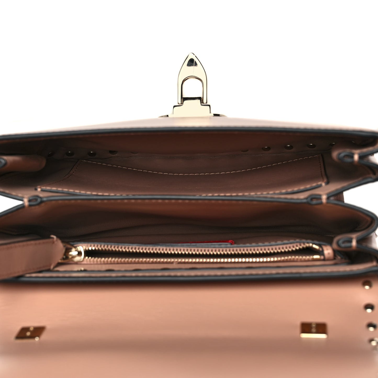 Vitello Small Rockstud Shoulder Bag Rose Cannelle