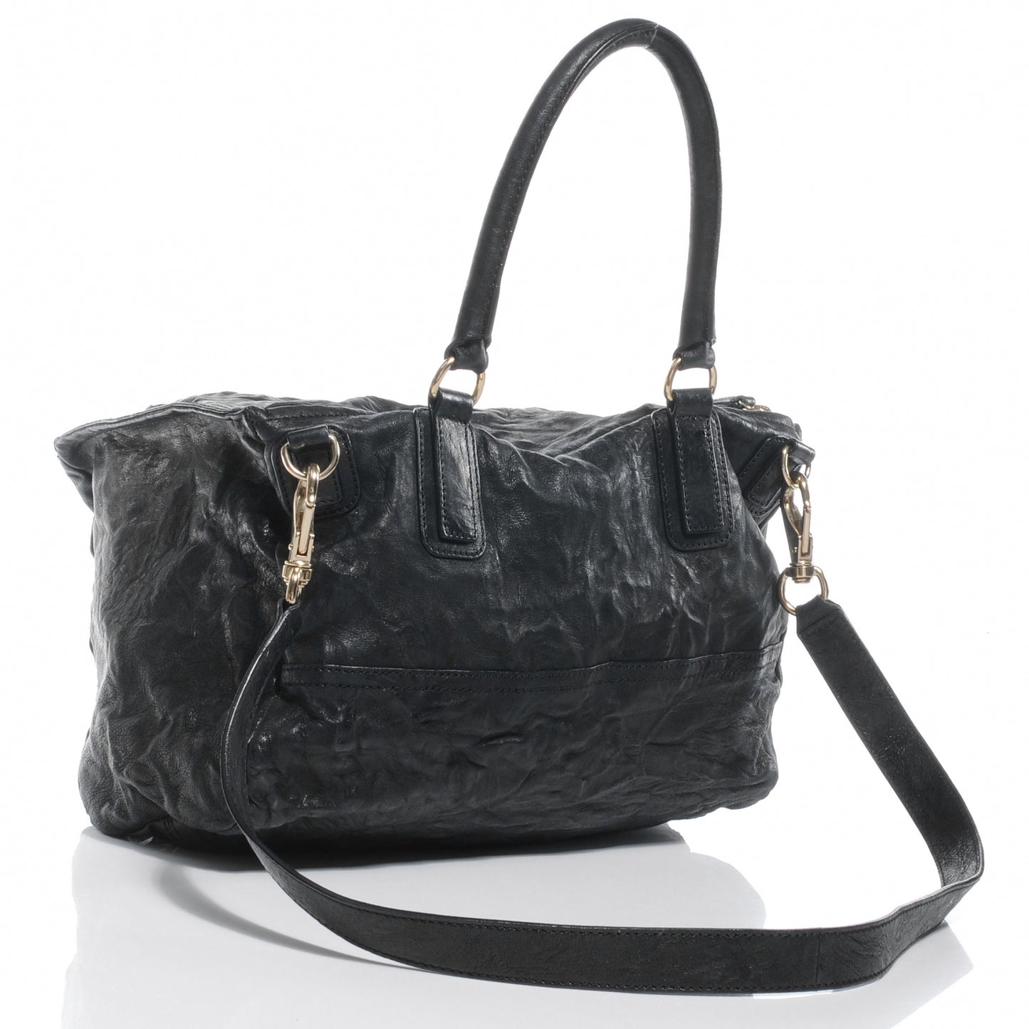Tumbled Sheepskin Medium Pandora Bag Black