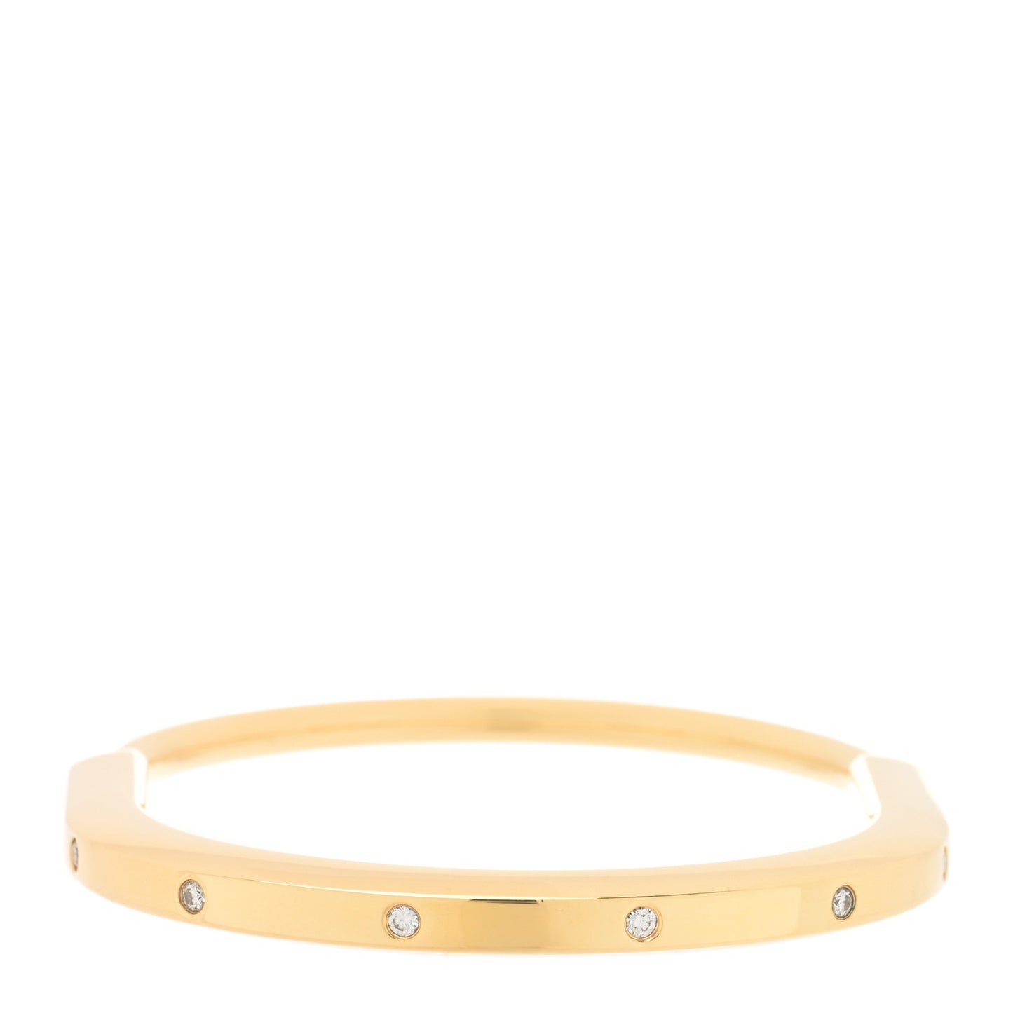 18K Yellow Gold Diamond Tiffany Lock Bangle Bracelet