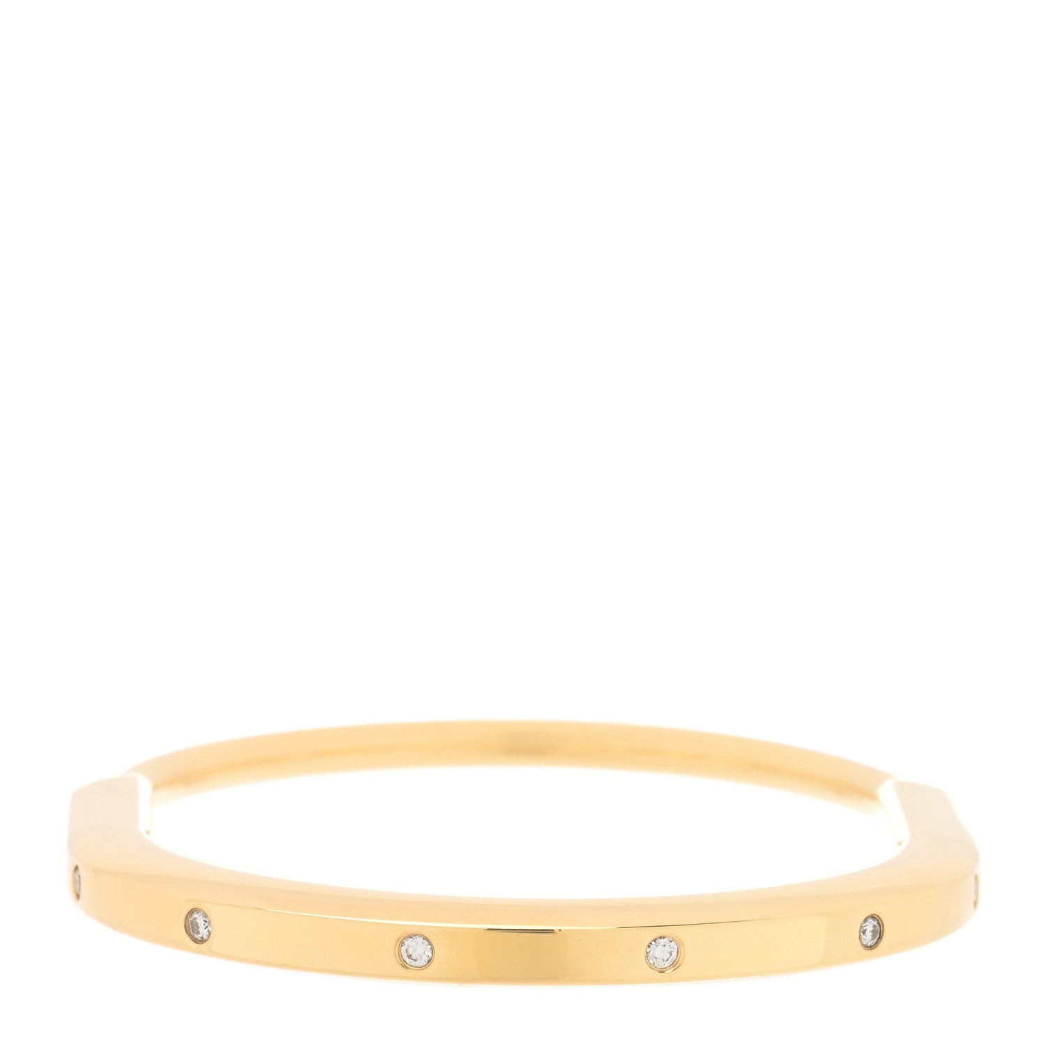 Tiffany 18K Yellow Gold Diamond Tiffany Lock Bangle Bracelet 2 of 5