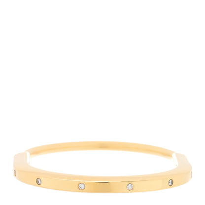 Tiffany 18K Yellow Gold Diamond Tiffany Lock Bangle Bracelet 2 of 5