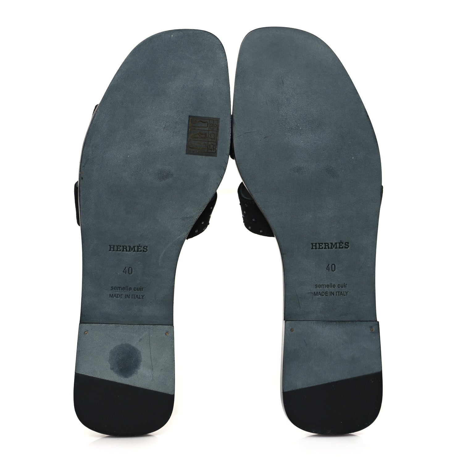 Hermes Goatskin Crystal Oran Sandals 40 Black 5 of 9
