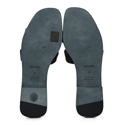Hermes Goatskin Crystal Oran Sandals 40 Black 5 of 9