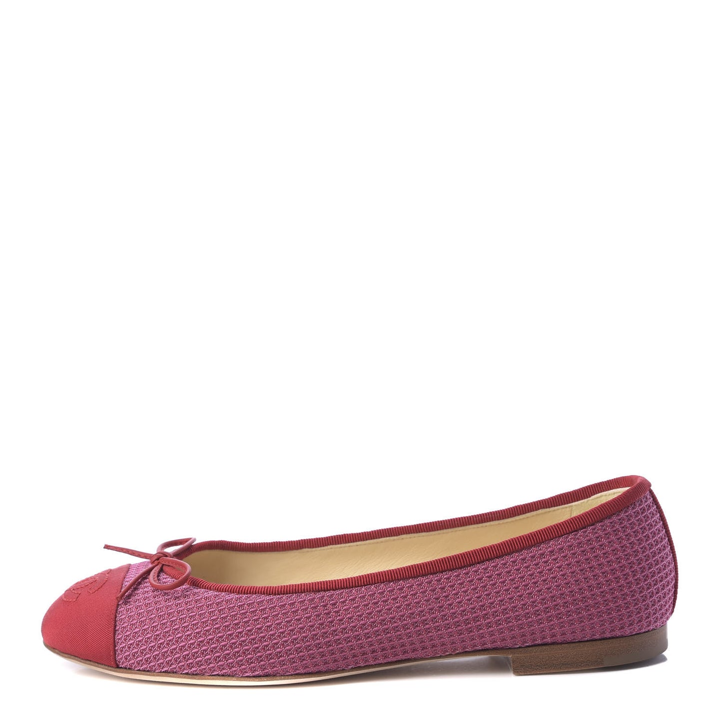 Grosgrain Cap Toe Ballerina Flats 38 Pink Red