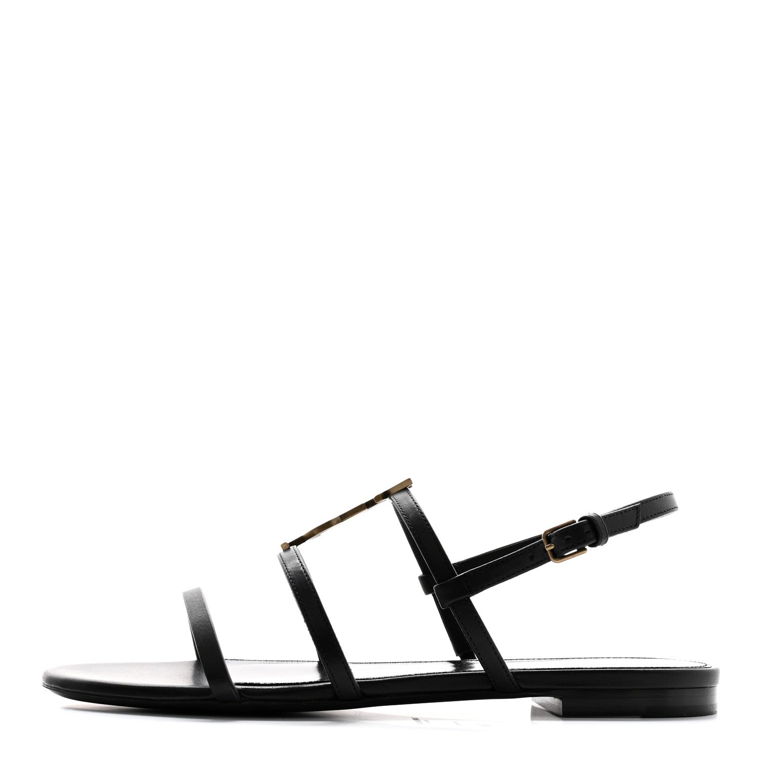 Saint Laurent Patent Calfskin Cassandra Monogram Sandals 39 Black 1 of 10
