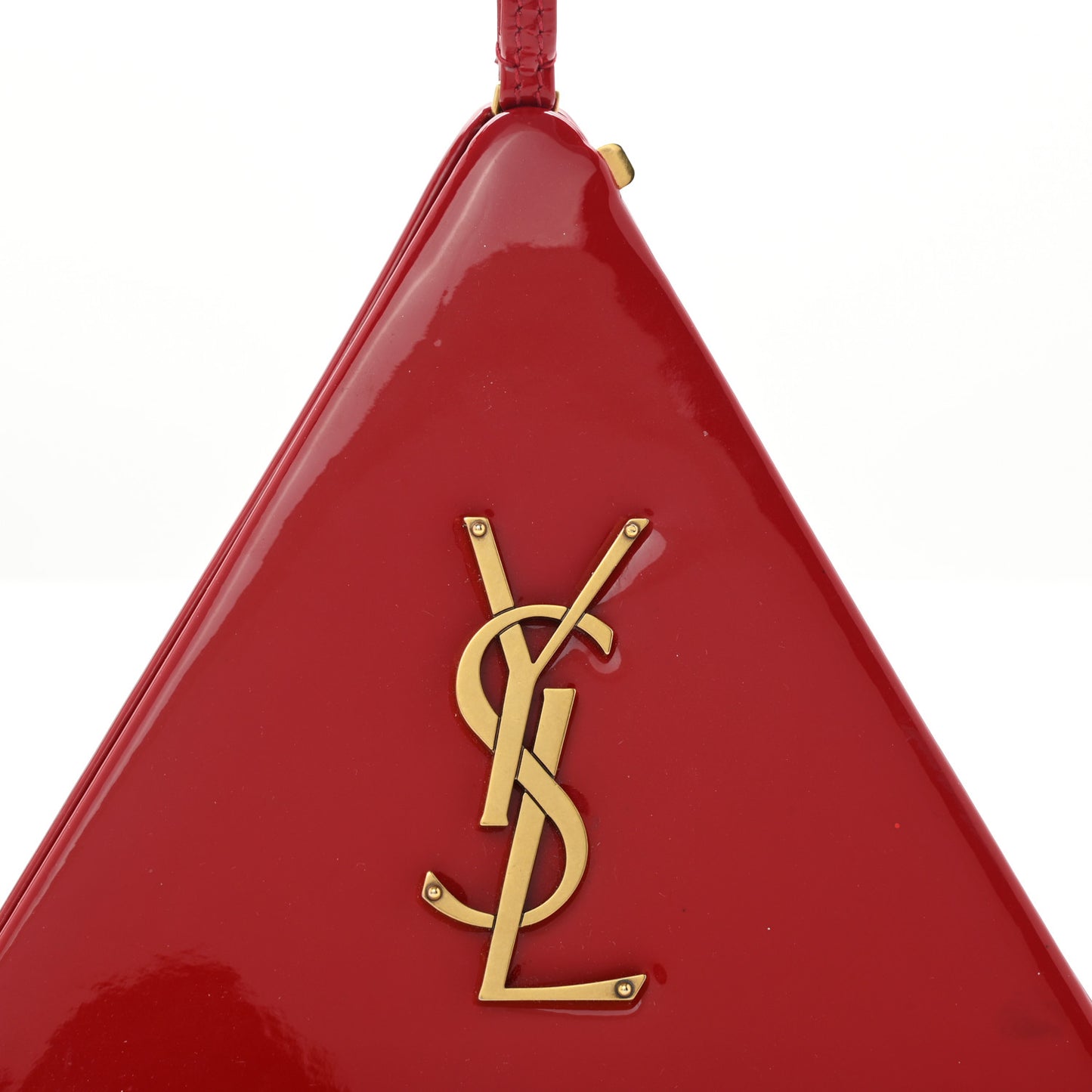Patent Pyramid Clutch Rouge