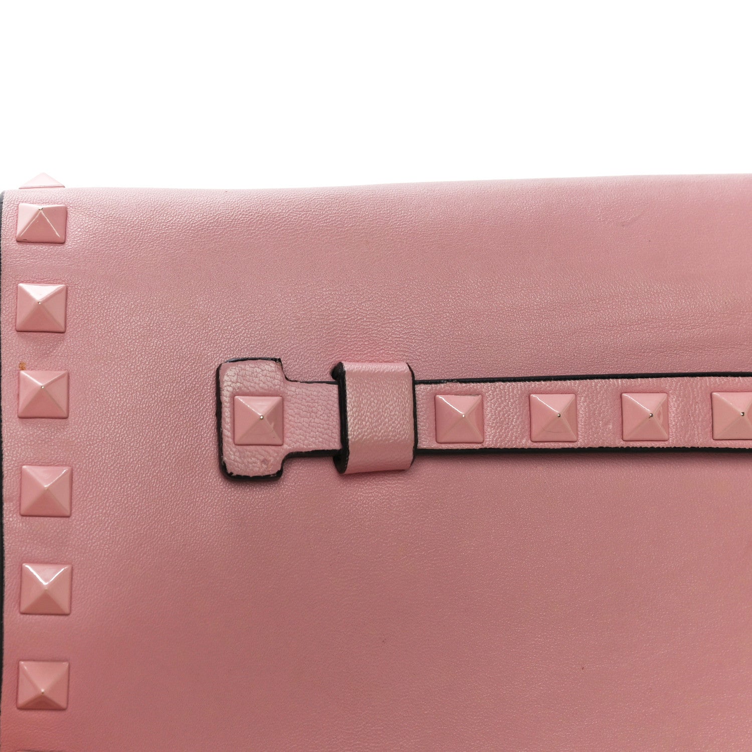 Valentino Garavani Nappa Monochrome Rockstud Wristlet Clutch Pop Gardenia 14 of 17