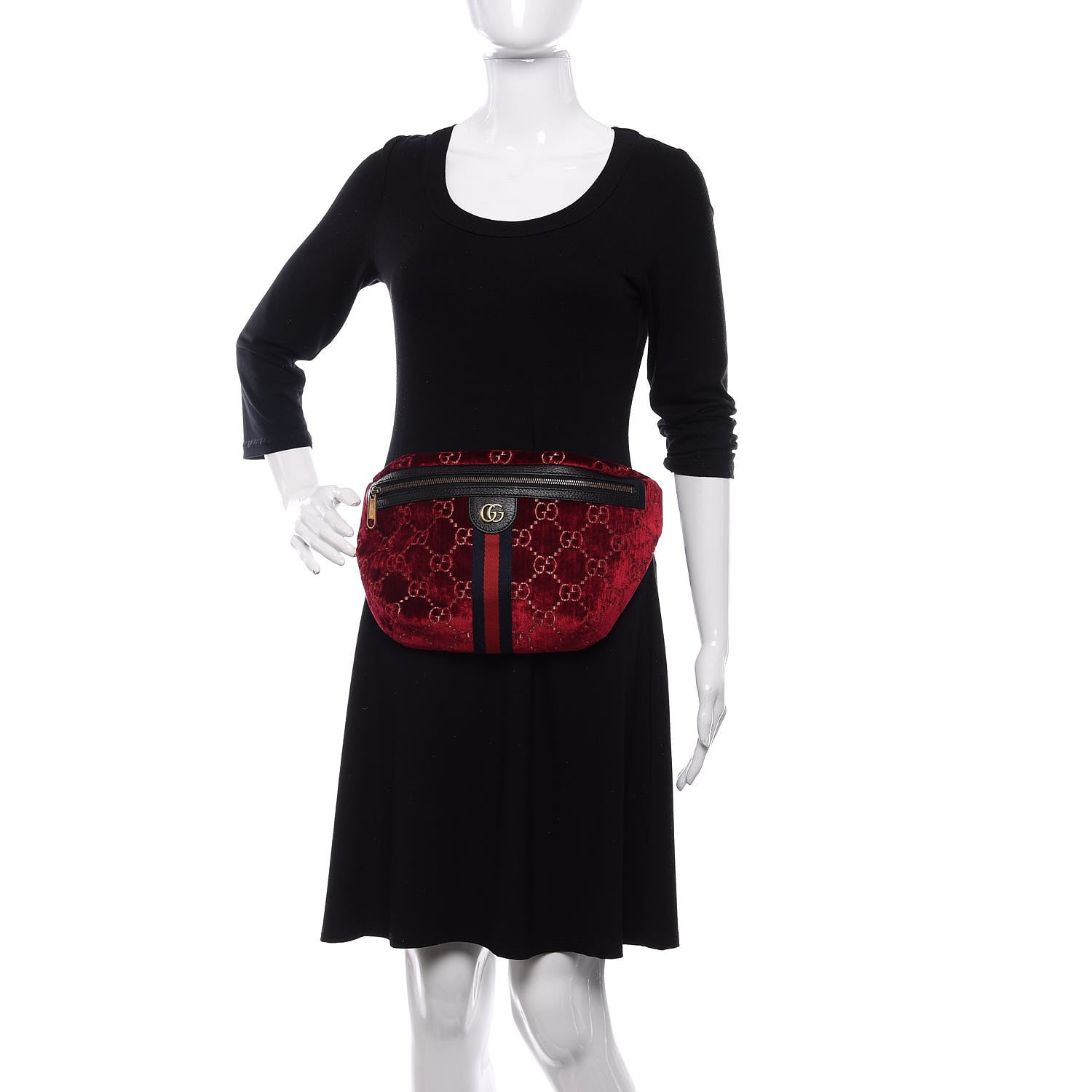 Gucci GG Monogram Velvet Belt Bag Red Cipria 2 of 10