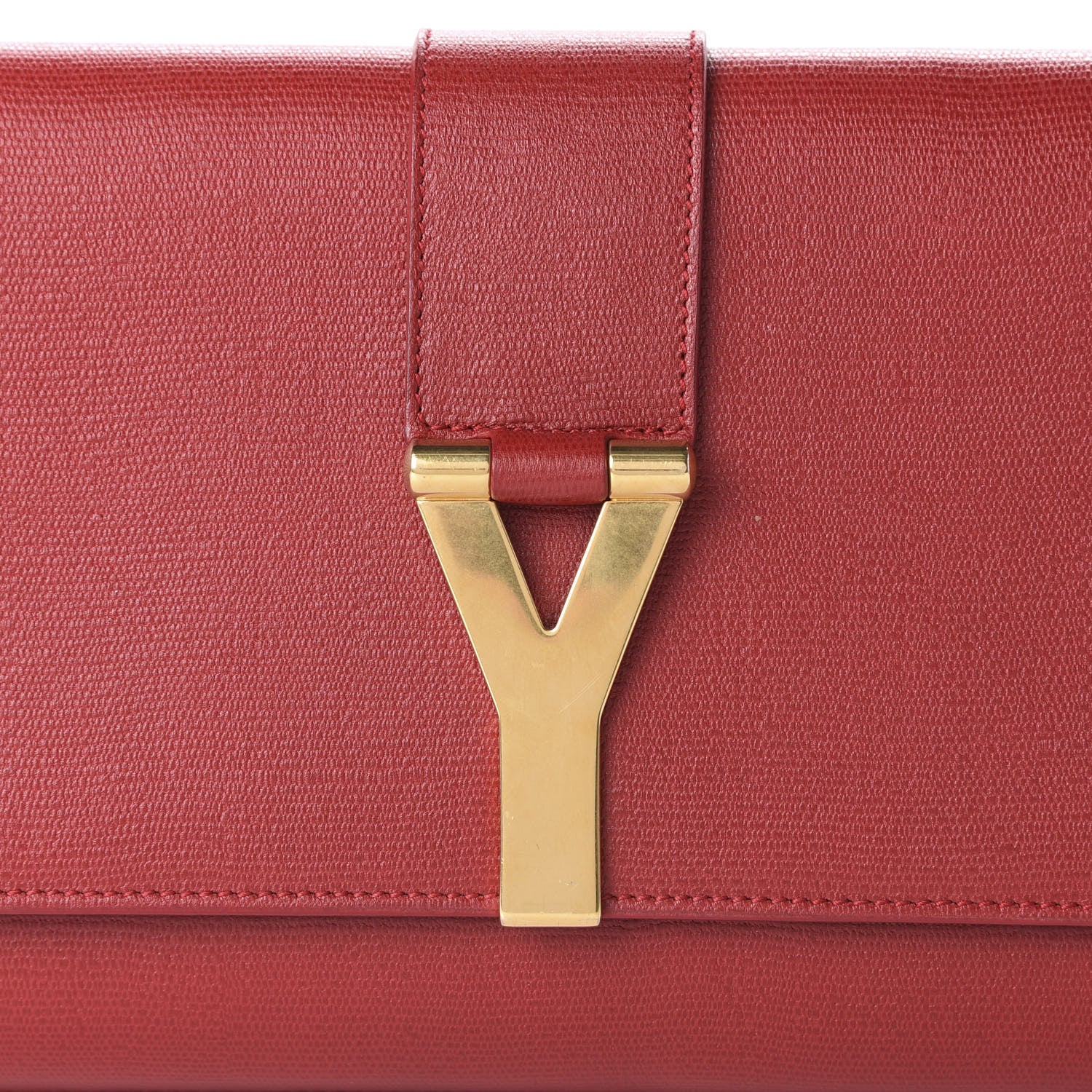 Saint Laurent Textured Calfskin Classic Y Ligne Clutch Red 9 of 9