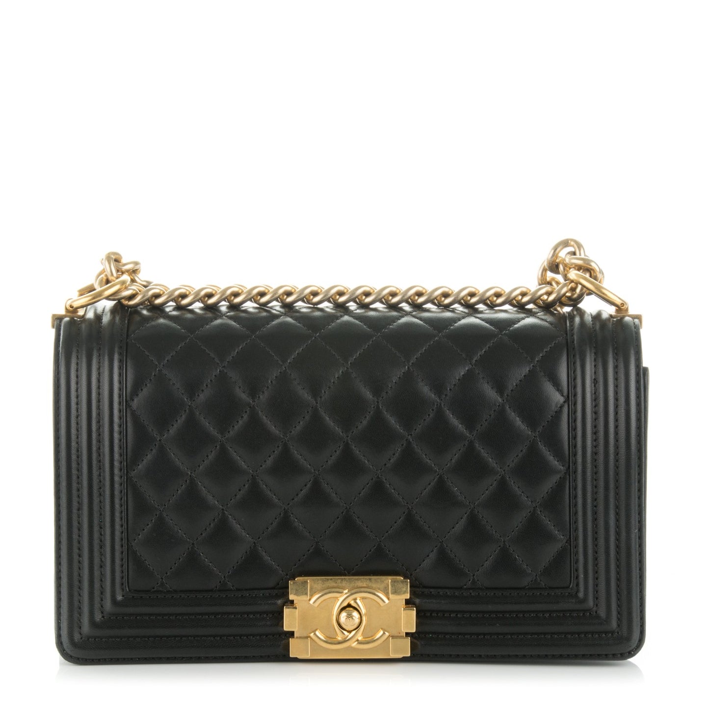 Lambskin Quilted Medium Boy Flap Black
