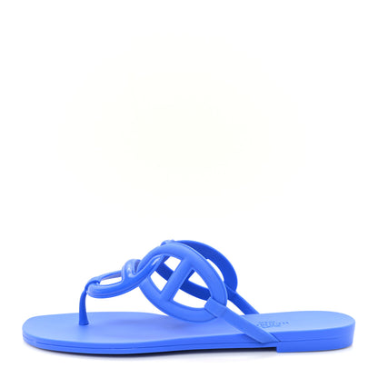 Hermes Rubber Womens Egerie Sandals  37 Bleu Outremer 1 of 10