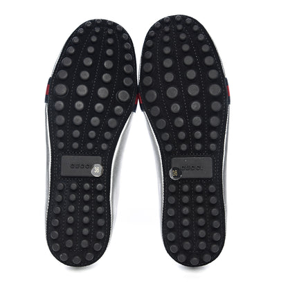 Gucci Metallic Nappa Web Bayadere Ballerina Flats 36 Argento 7 of 8