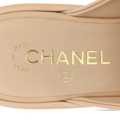 Chanel Lambskin Quilted CC Turnlock Mules 39 Light Beige 8 of 9