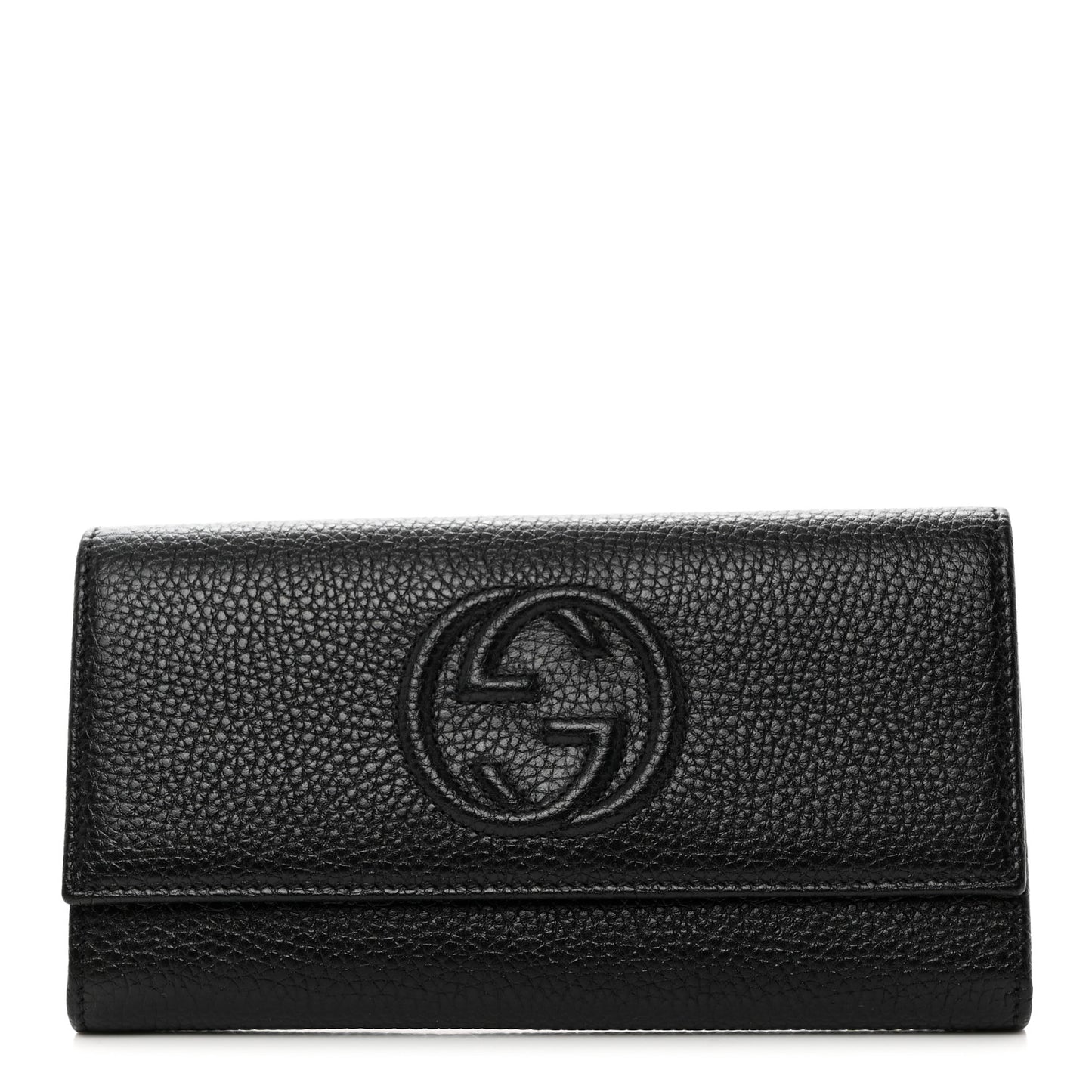 Pebbled Calfskin Large Soho Continental Wallet Black
