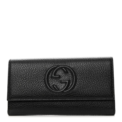 Gucci Pebbled Calfskin Large Soho Continental Wallet Black 1 of 7