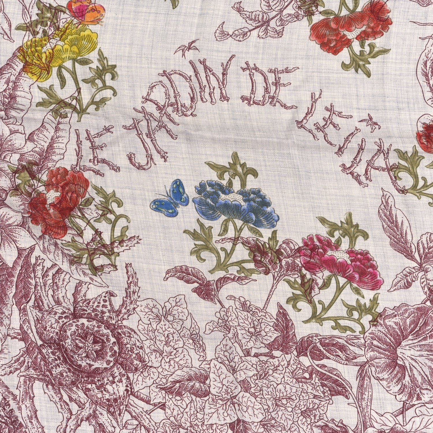 Hermes Cashmere Silk Le Jardin De Leila Au Bloc Shawl 140 Gris Chine Rose Multicolor 3 of 4