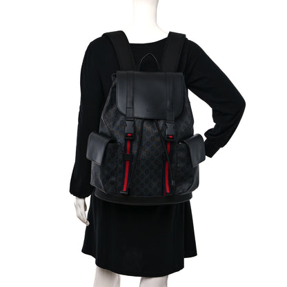 Gucci Soft GG Supreme Monogram Calfskin Web Double Buckle Backpack Black 2 of 10