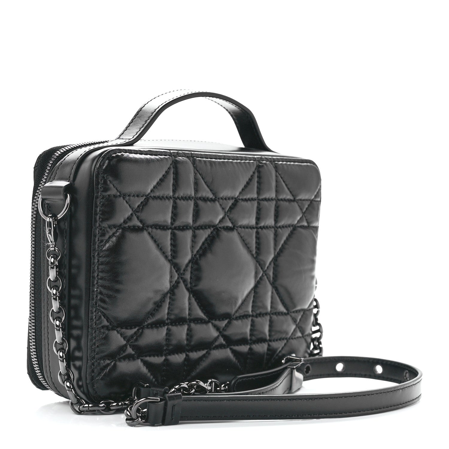 Christian Dior Calfskin Macrocannage Caro Box Bag Black 3 of 11