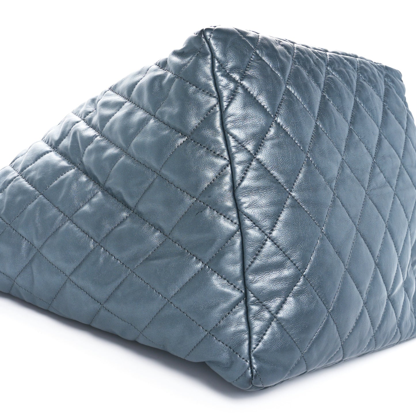 Metallic Lambskin Quilted Large Week End on Mars Tote Charcoal