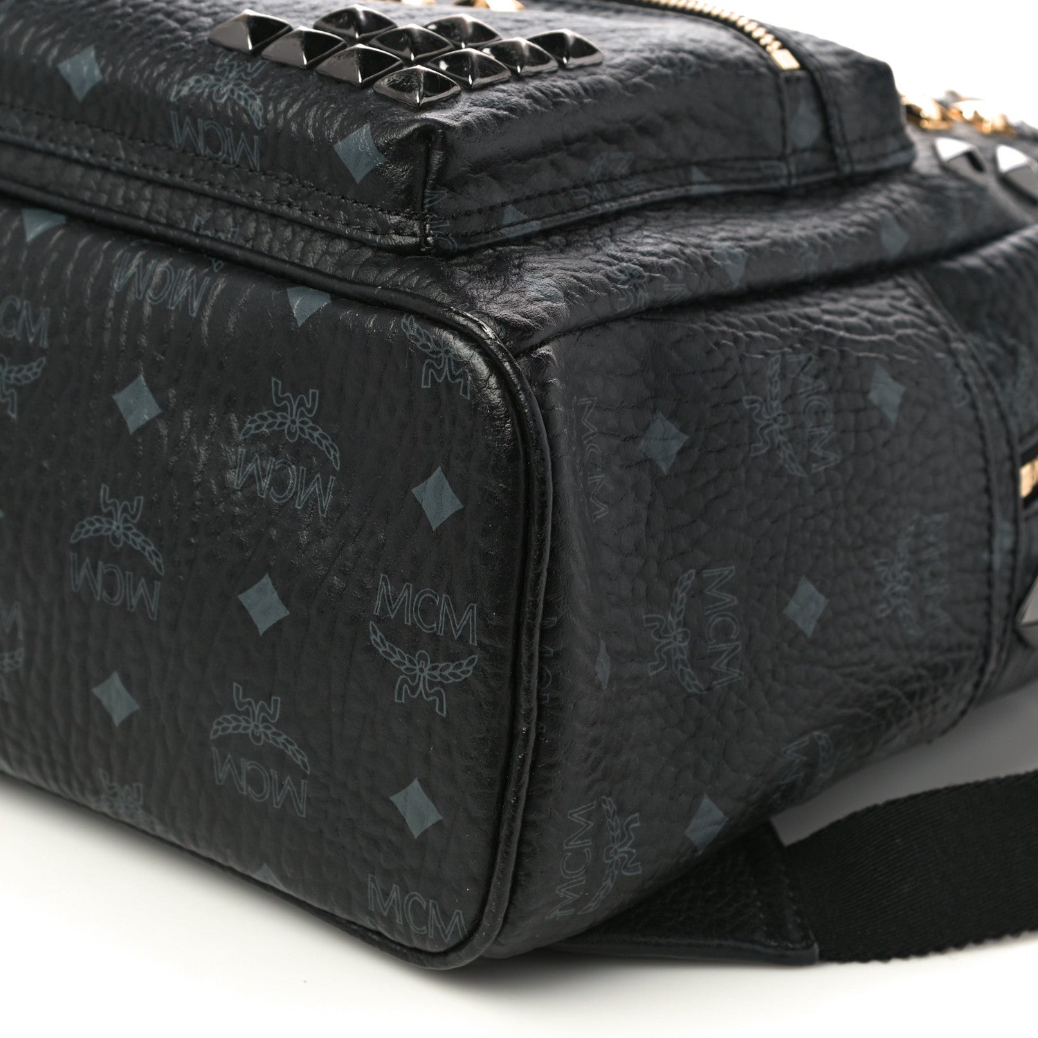 MCM Visetos Studded Small Stark M Backpack Black 10 of 10