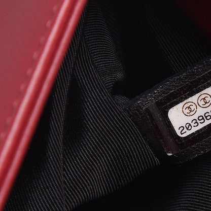 Chanel Calfskin Chevron Quilted Medium Chain Boy Flap Red 7 of 7