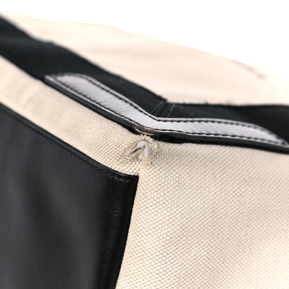Balenciaga Cotton Canvas Satin Calfskin S Navy Cabas Natural Black 12 of 34