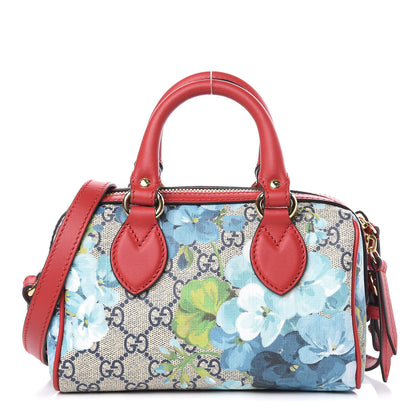 Gucci GG Supreme Monogram Blooms Mini Boston Navy Blue Hibiscus 1 of 9