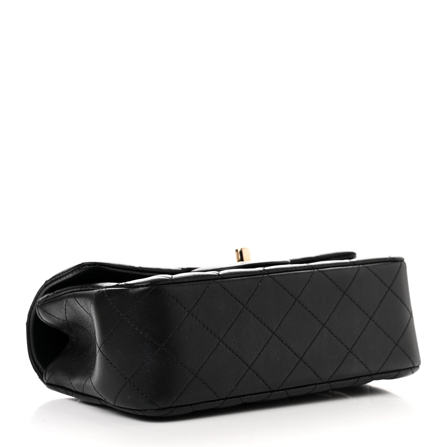 Lambskin Quilted Mini Top Handle Rectangular Flap Black