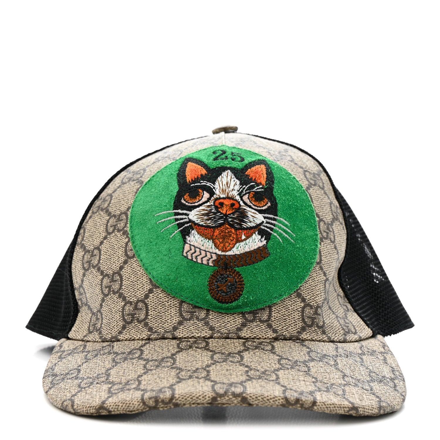 Gucci GG Supreme Monogram Bosco Patch Baseball Hat 57 Beige Green 3 of 9