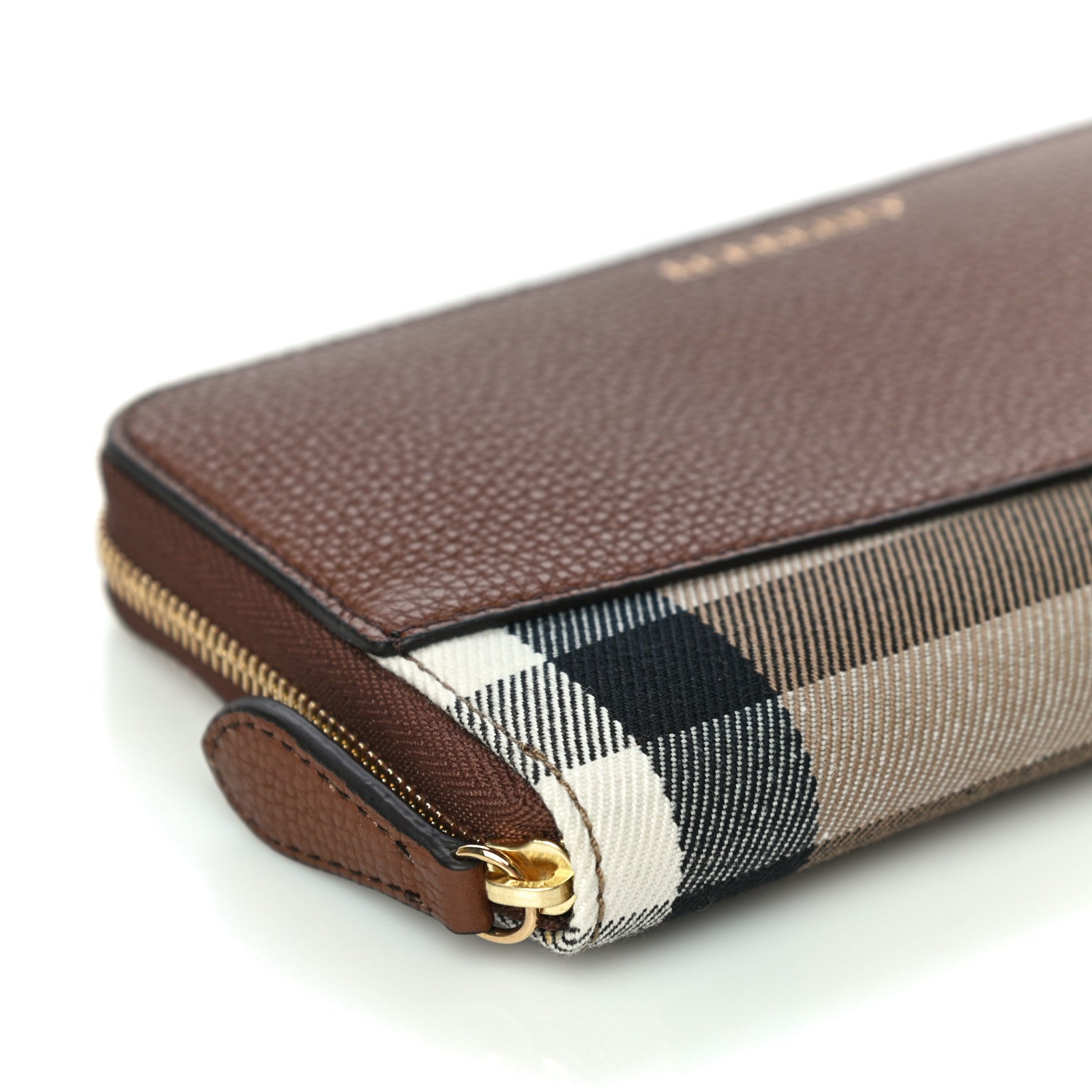 Burberry Calfskin House Check Elmore Zip Around Wallet Tan 8 of 9