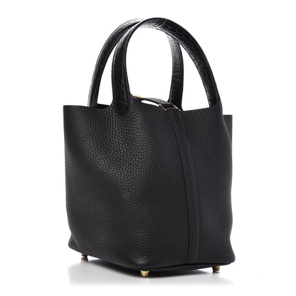 Hermes Taurillon Clemence Matte Alligator Picotin Lock Touch 18 PM Black 3 of 10