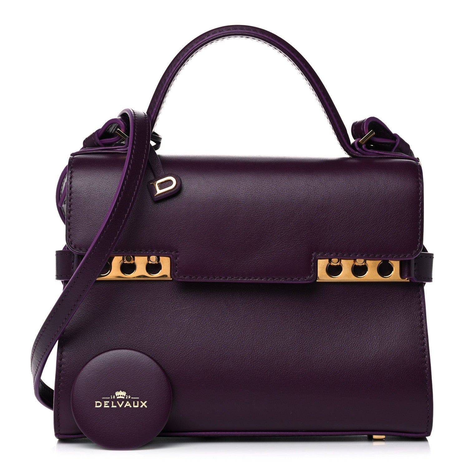 Delvaux Smooth Calfskin Mini Tempete Satchel Prune 1 of 11