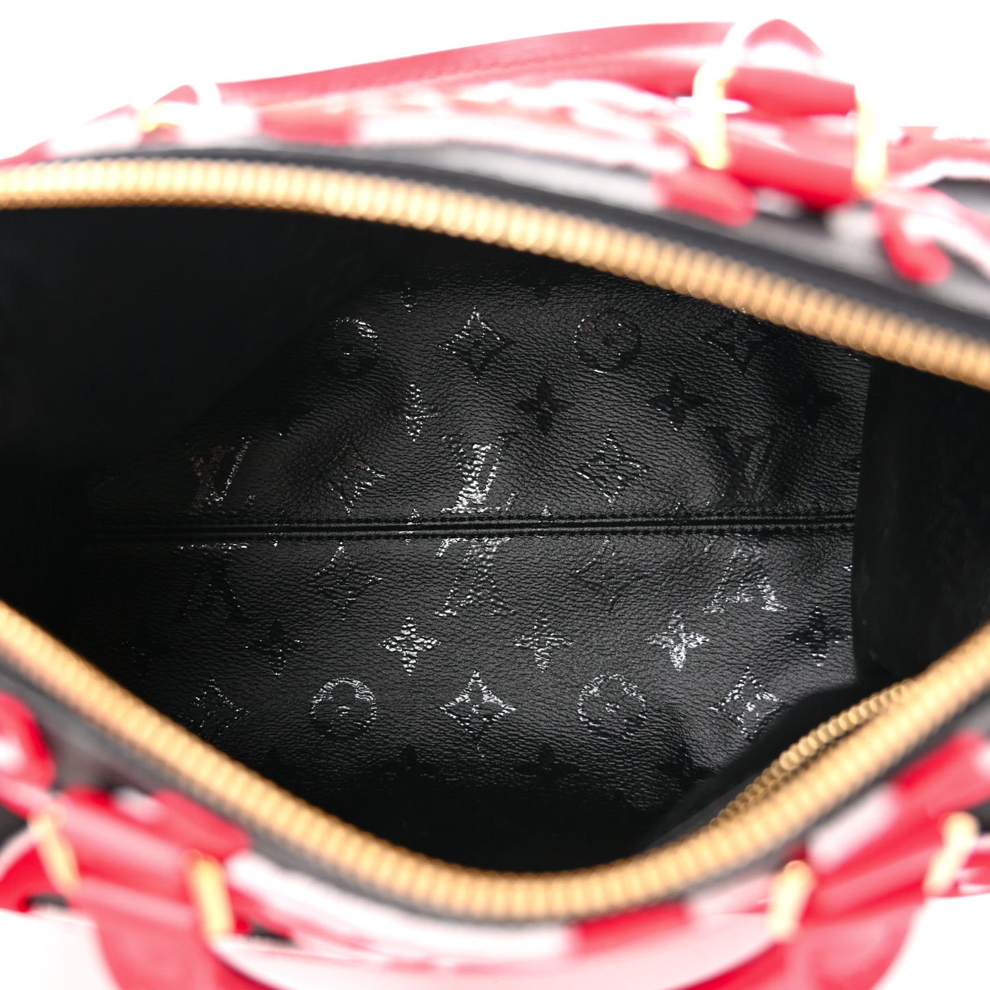 X UF Tufted Monogram Speedy Bandouliere 25 Black Red