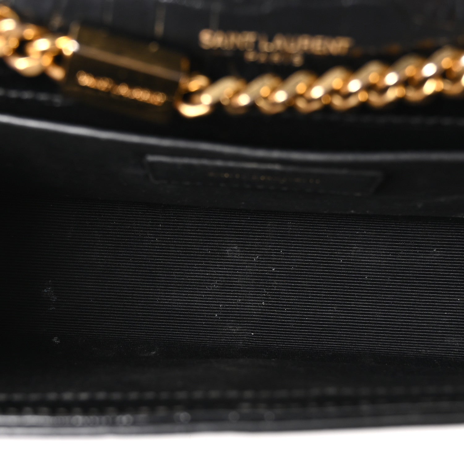 Saint Laurent Calfskin Crocodile Embossed Small Classic Monogram Kate Tassel Satchel Black 5 of 10