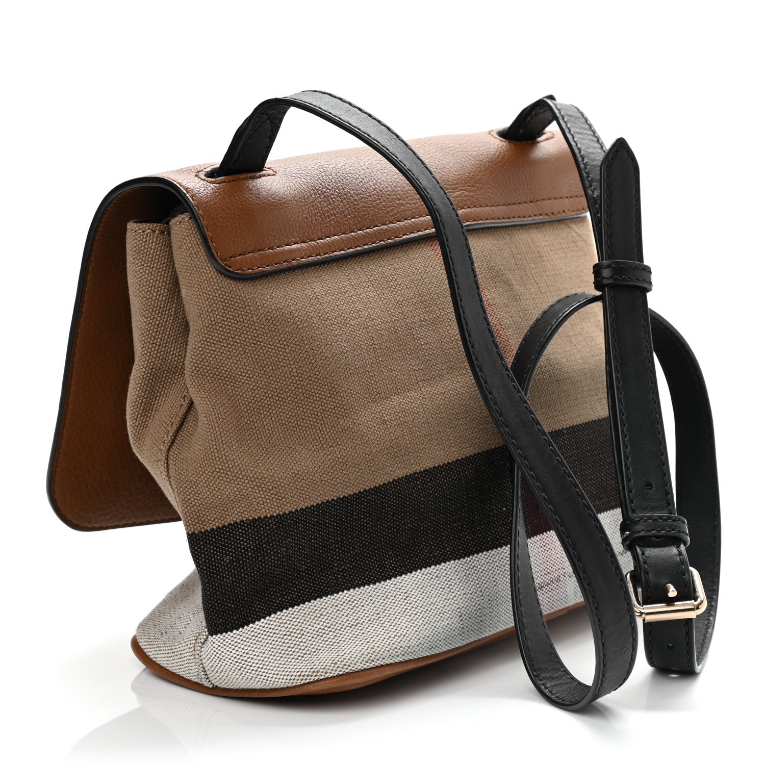 Burberry Canvas Mega Check Grainy Calfskin Small Shellwood Crossbody Brown 3 of 14