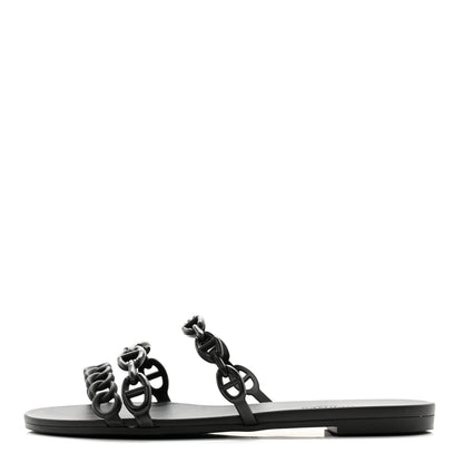 Hermes Rubber Chaine d'Ancre Rivage Sandals 35 Black 1 of 8