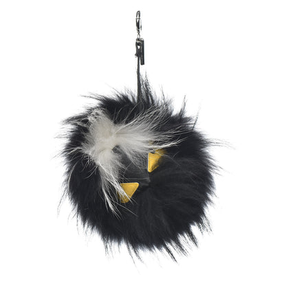 Fendi Vitello Elite Fox Fur Fusto Monster Bag Bug Charm Black Yellow 1 of 4