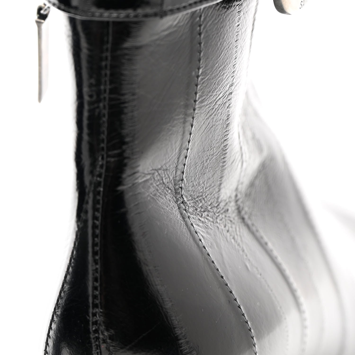 Saint Laurent Shiny Eel Joplin Buckle Booties 37.5 Black 10 of 12
