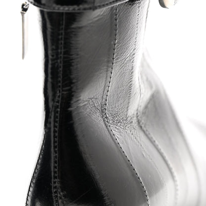 Saint Laurent Shiny Eel Joplin Buckle Booties 37.5 Black 10 of 12