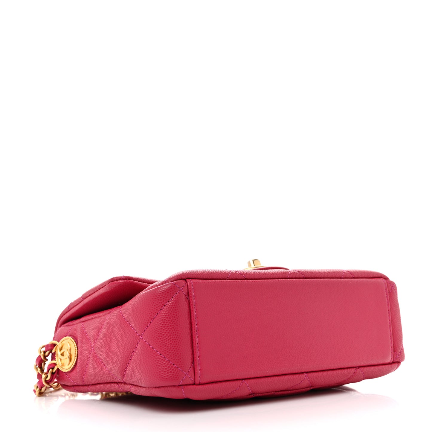 Caviar Quilted Small Twist Your Buttons Flap Fuchsia