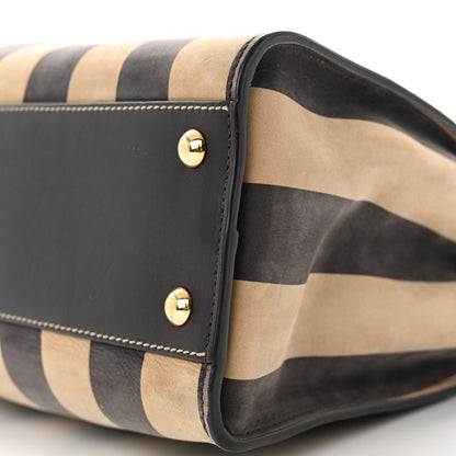 Fendi Vitello Nabuk Seta Pequin Medium Peekaboo Iconic Satchel Tobacco Moro Ebano 10 of 23