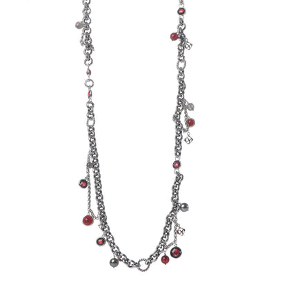David Yurman Sterling Silver 18K Yellow Gold Garnet Carnelian Pearl Labradorite Moonstone Cable Charms Necklace 1 of 8