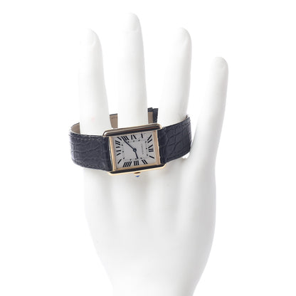 Cartier Stainless Steel 18K Yellow Gold Alligator 27mm Tank Solo Quartz Watch 2 of 8