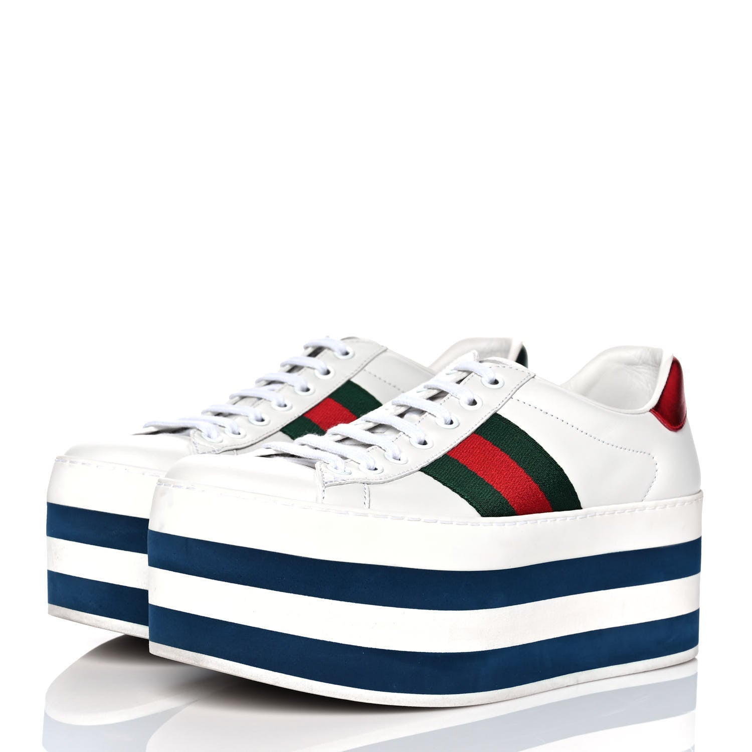 Gucci Calfskin Peggy Platform Sneakers 5.5 Blue White 3 of 10