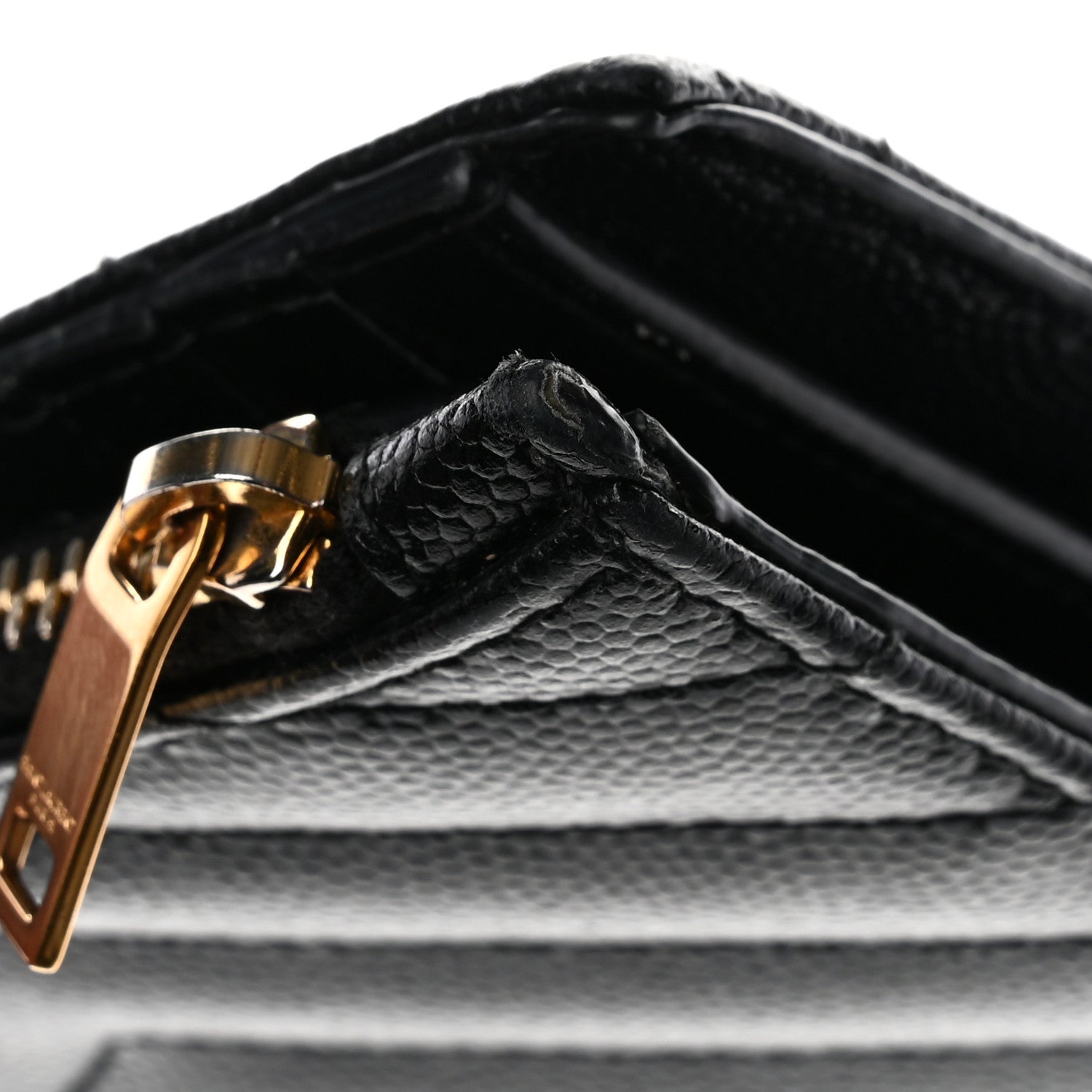 Saint Laurent Grain De Poudre Matelasse Chevron Monogram Zipped Two-Part Wallet Black 8 of 9