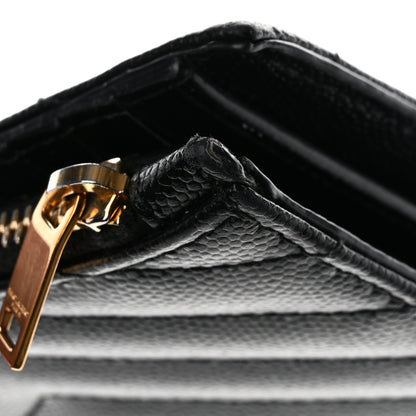 Saint Laurent Grain De Poudre Matelasse Chevron Monogram Zipped Two-Part Wallet Black 8 of 9