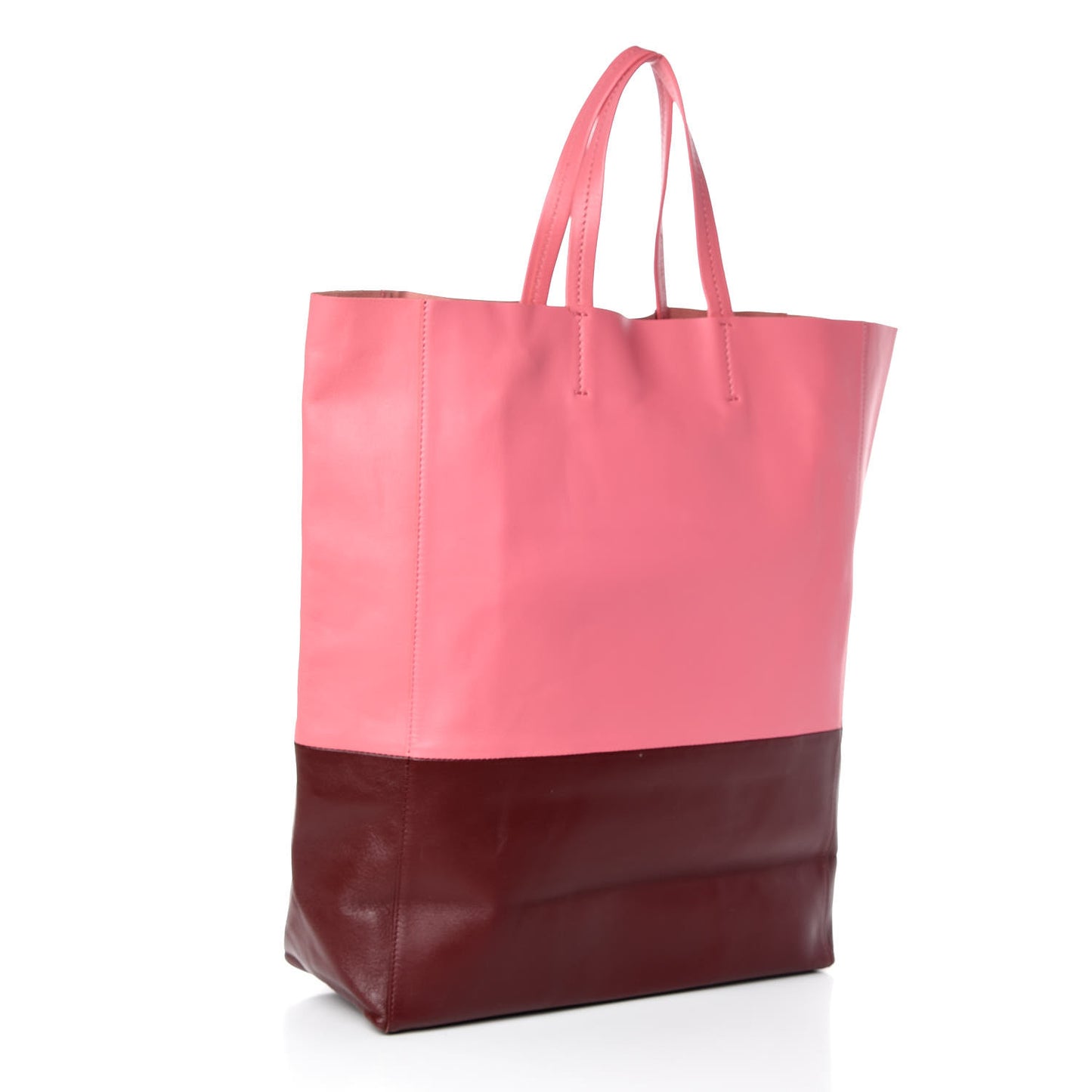 Smooth Lambskin Vertical Bi-Cabas Pink Rust